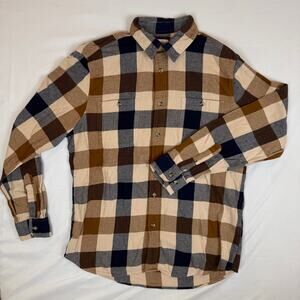 Sonoma Goods For Life Men’s Plaid Flannel Shirt Large Brown Blue Button-Down